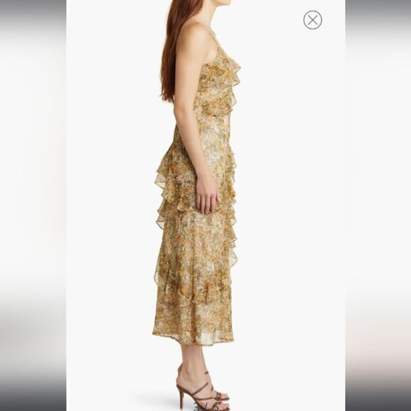 Nordstrom's Open Edit Ruffled Leg Slit Chiffon Midi Dress Size XS - Picture 3 of 9